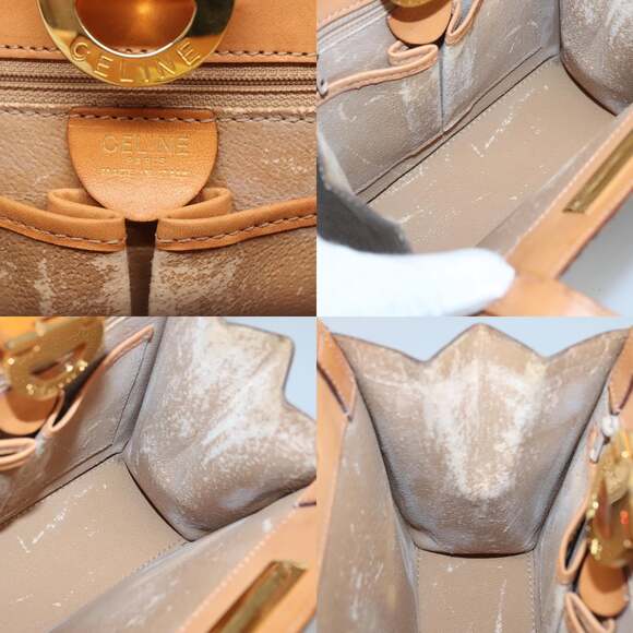 CELINE Macadam Canvas Hand Bag Pvc Leather Brown Gold - Picture 11 of 12